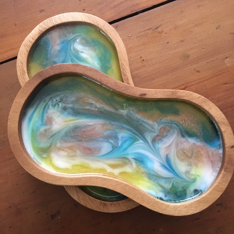 Timber and art resin jewellery dish - Image 2
