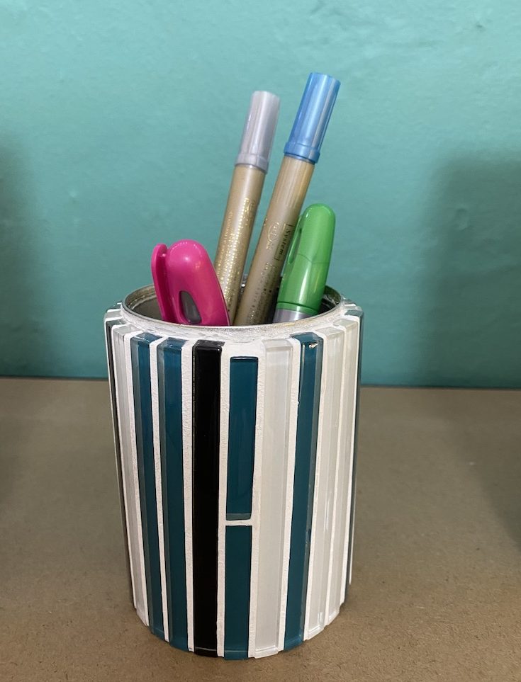 Mosaic Tin Can - Blue Glass