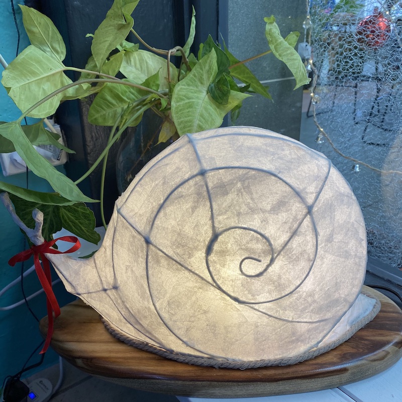 Snail lantern (Helix 2) on his own special timber seat! - Image 2