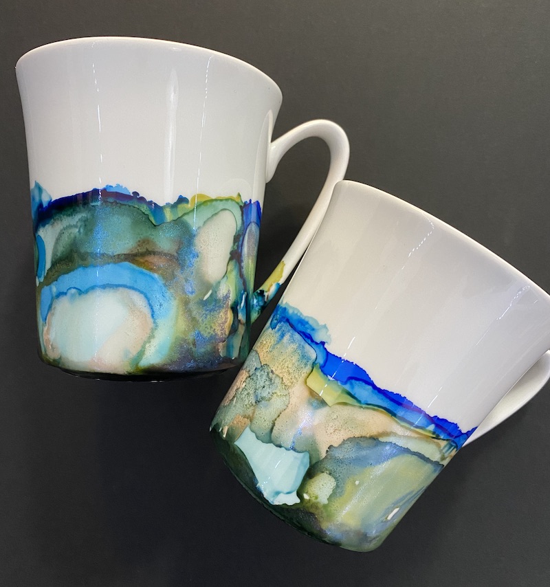 Coffee/Tea Mugs - Greens and Blues - Image 2