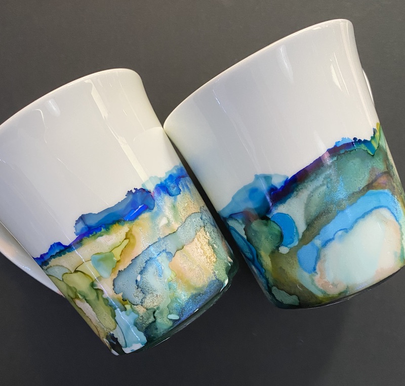 Coffee/Tea Mugs - Greens and Blues