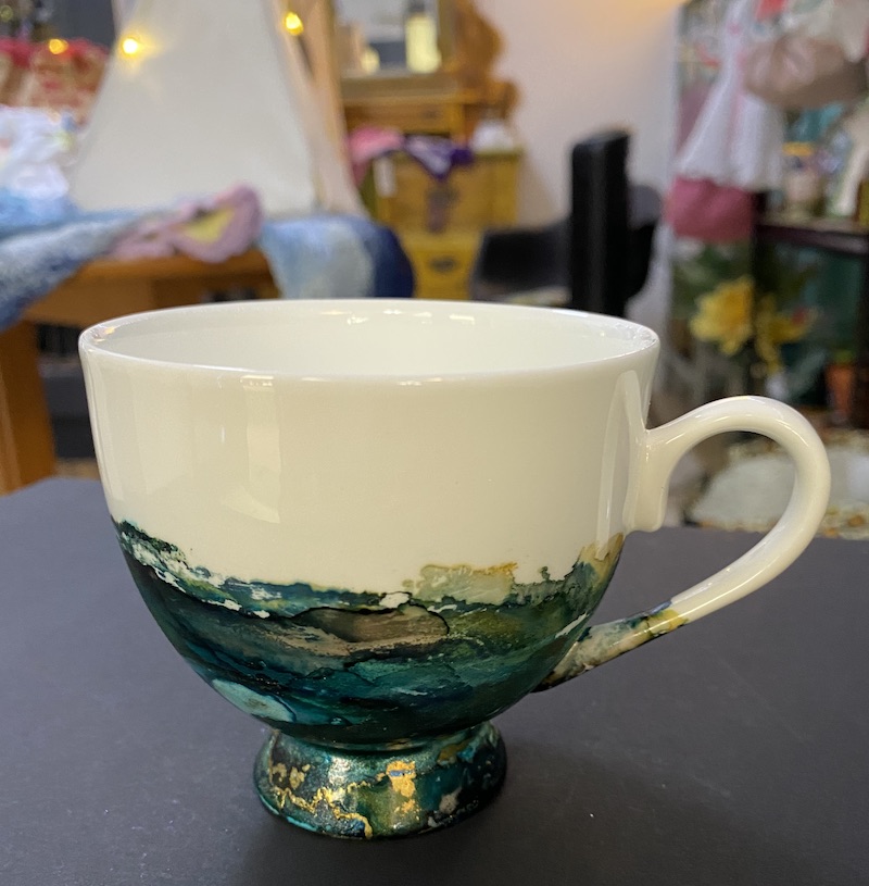 Tea Cup - Greens and Blues - Image 2