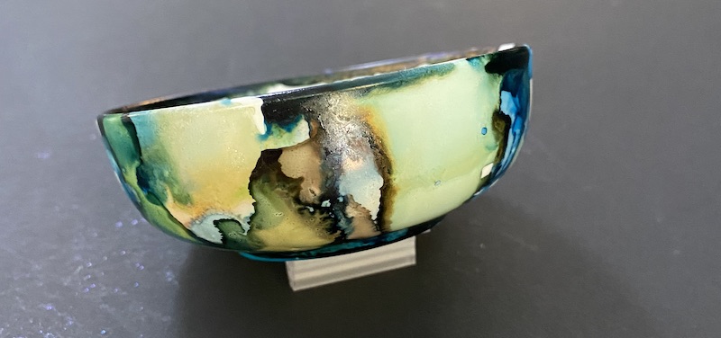 Ceramic dish - Blues and Gold - Image 3