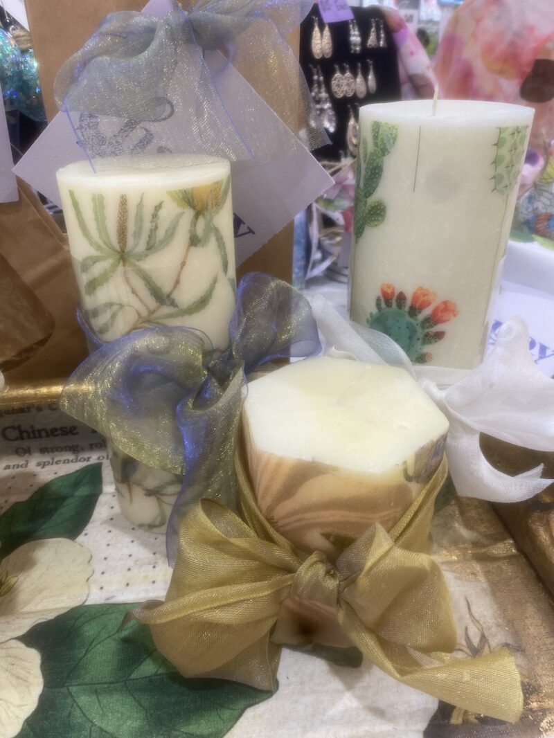 Decoupaged candles