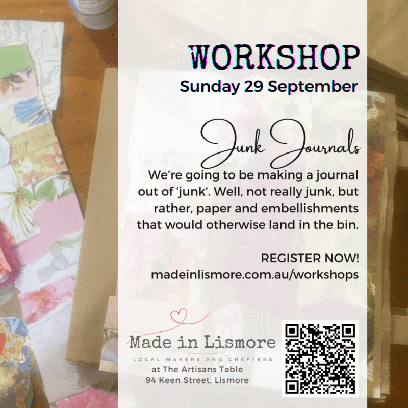 Junk Journal workshop at Made in Lismore